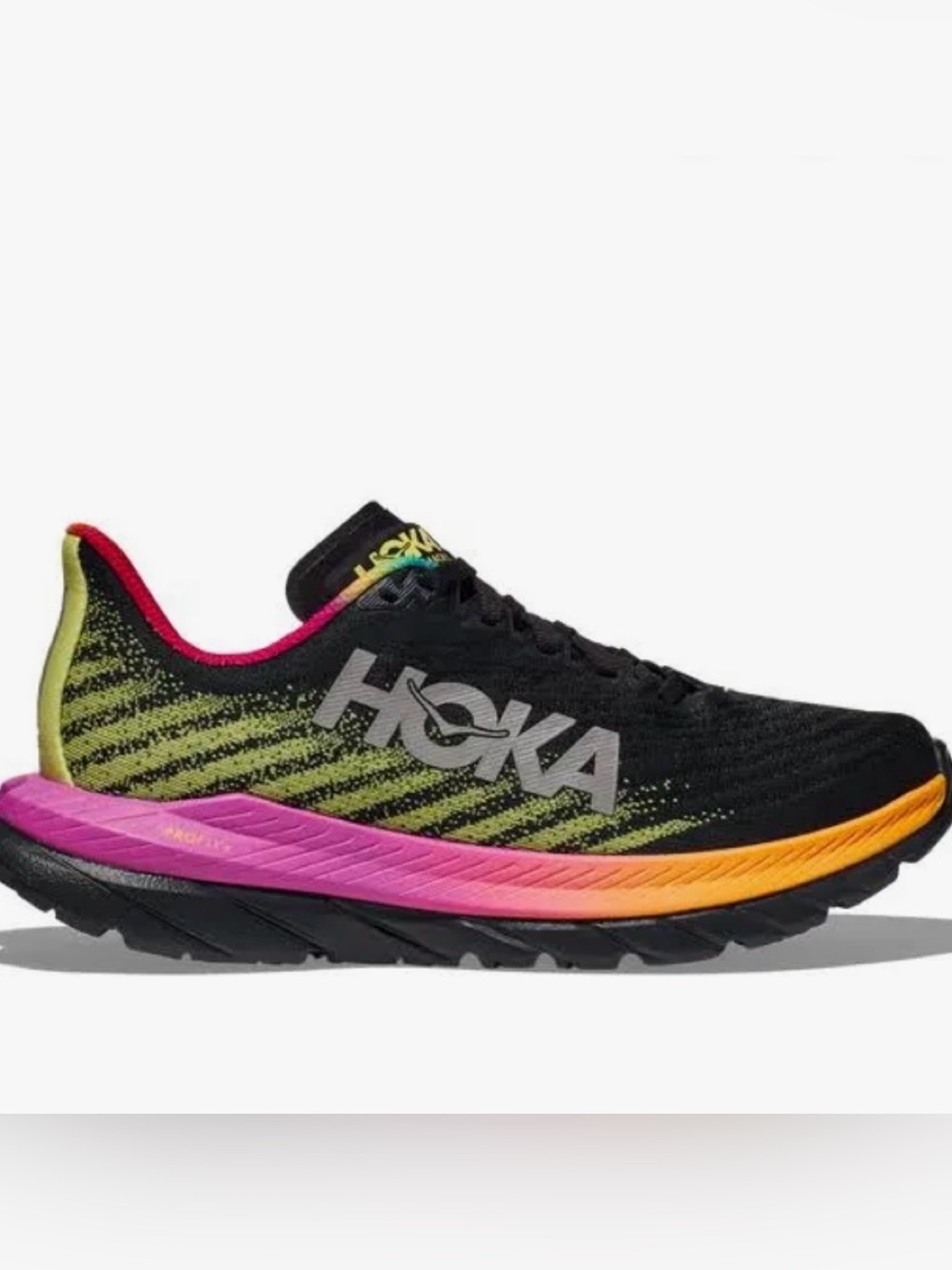 Men’s Hoka Mach 5 Limited Edition Black Rainbow Shoe Size 11D